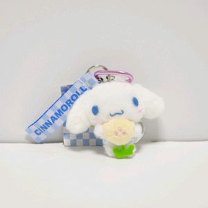 일본정품)산리오 시나모롤 마스코트 인형 키링_파스텔 체커보드 시리즈 꽃 이미지