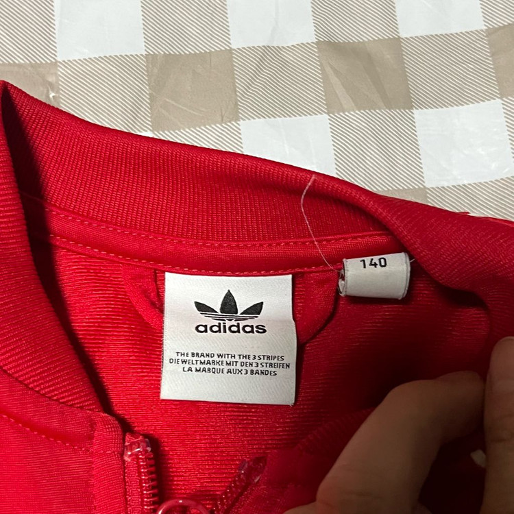 아디다스 슈퍼스타 져지 키즈 레드 140 집업 삼선 트랙탑 빨강 이미지