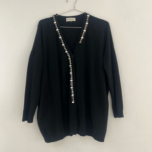 DICE KAYEK 디체카약 블랙 캐시미어 비즈 니트 롱가디건 S 이미지