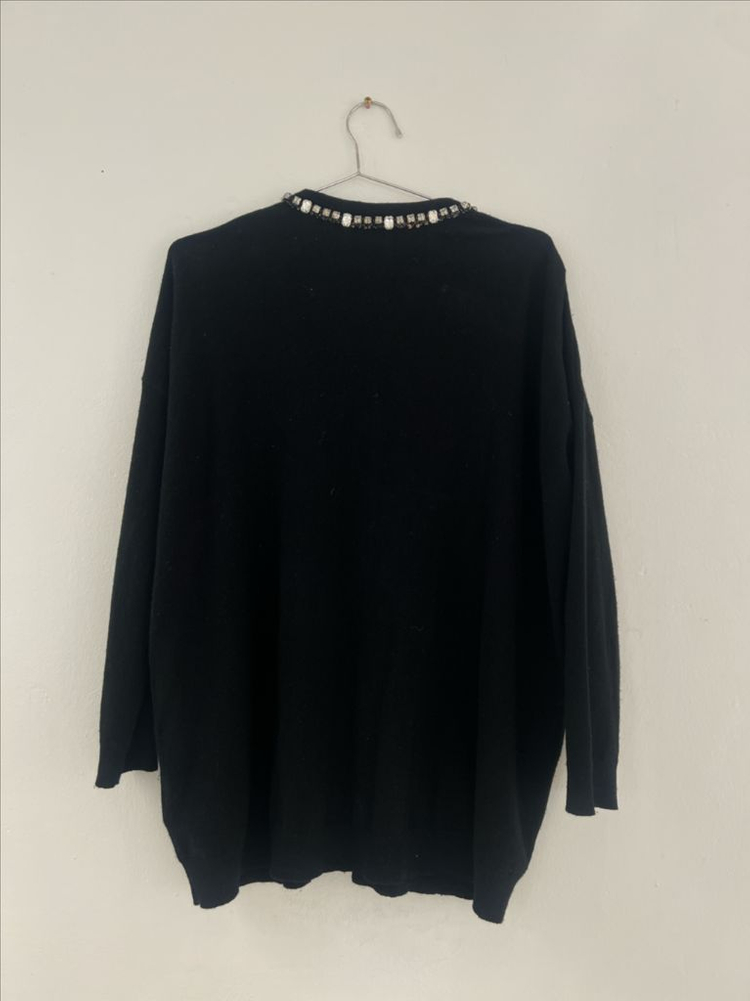 DICE KAYEK 디체카약 블랙 캐시미어 비즈 니트 롱가디건 S 이미지