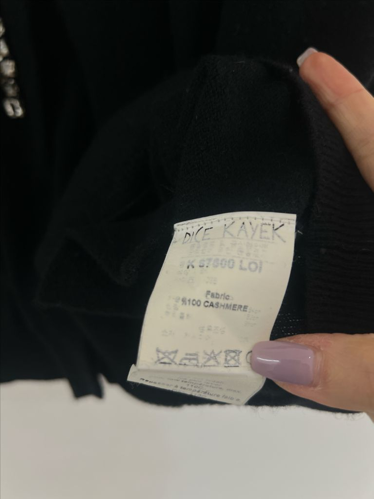 DICE KAYEK 디체카약 블랙 캐시미어 비즈 니트 롱가디건 S 이미지