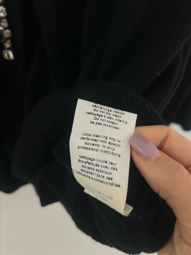 DICE KAYEK 디체카약 블랙 캐시미어 비즈 니트 롱가디건 S 이미지