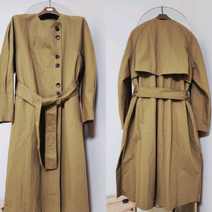 타임 TIME 노카라 트렌치코트 유니크버튼 소매 디테일 특이한 상태최상급 이미지