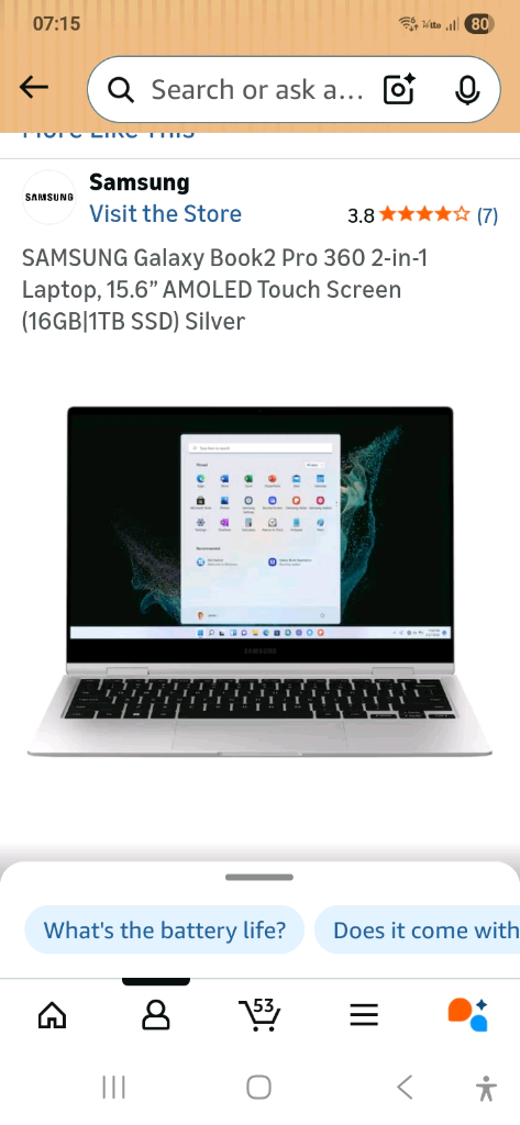 갤럭시북2 360도 회전 2-in-1 노트북 터치스크린 새상품 이미지