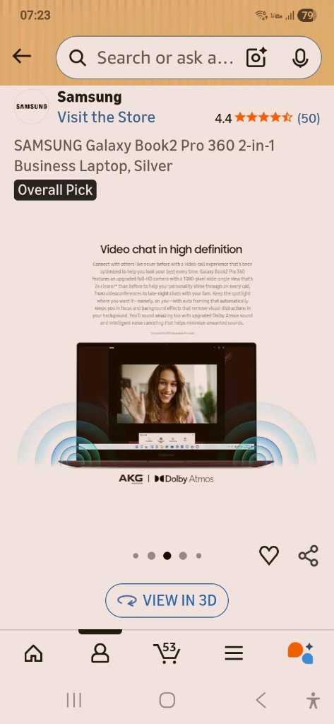 갤럭시북2 360도 회전 2-in-1 노트북 터치스크린 새상품 이미지