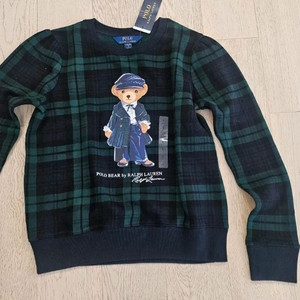 폴로 랄프로렌 키즈 여아 베어 체크 맨투맨 L(12-14) 새상품 이미지