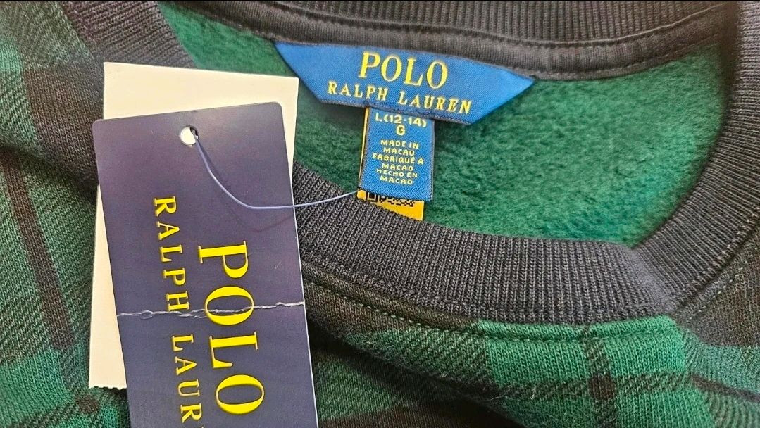 폴로 랄프로렌 키즈 여아 베어 체크 맨투맨 L(12-14) 새상품 이미지