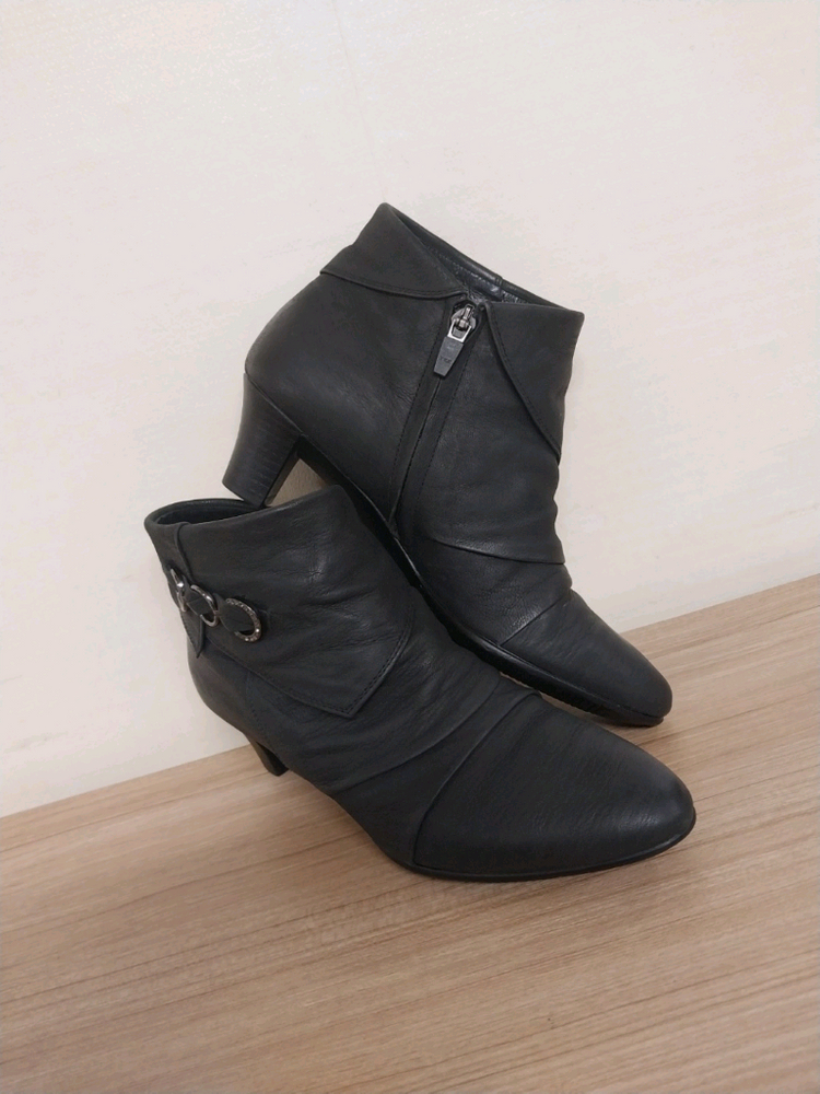 여성 금강 르느와르 가죽 드레스힐 몰드 앵클부츠 (240) 이미지