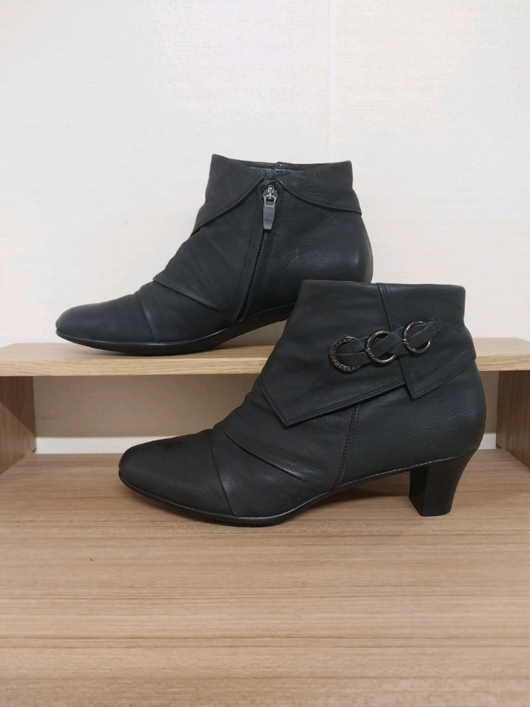 여성 금강 르느와르 가죽 드레스힐 몰드 앵클부츠 (240) 이미지