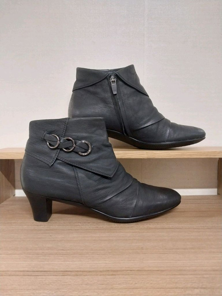 여성 금강 르느와르 가죽 드레스힐 몰드 앵클부츠 (240) 이미지