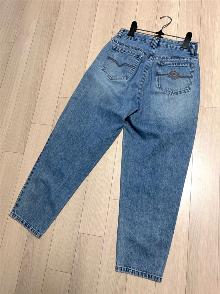 21년 럭키슈에뜨 배기핏 데님 팬츠 청바지 중청 진 자수 워싱 이미지