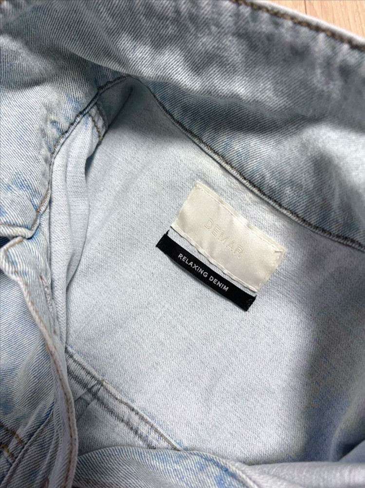 드마르 DEMAR 데님 반팔 롱원피스 겸 자켓 연청 트렌치 코트 가디건 이미지