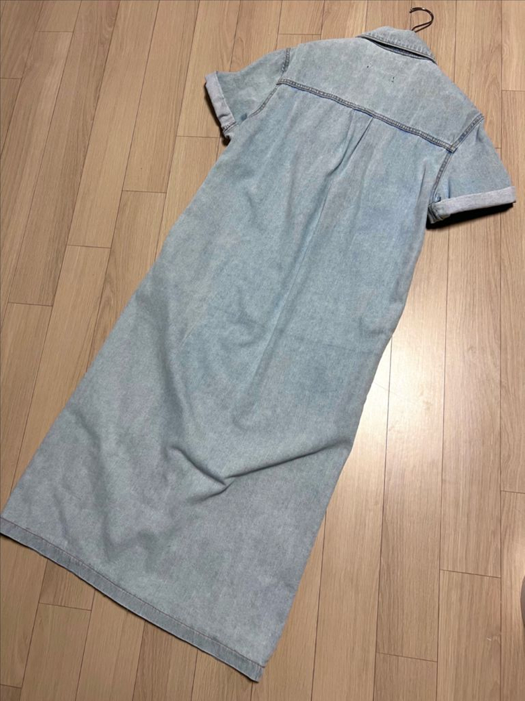 드마르 DEMAR 데님 반팔 롱원피스 겸 자켓 연청 트렌치 코트 가디건 이미지