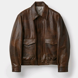 쿠어 A2 A-2 레더 자켓 브라운 M사이즈 이미지