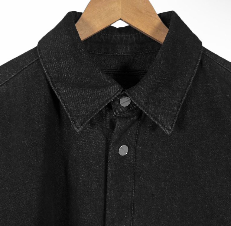[48] 우영미 남성 패디드 오버사이즈 포켓 데님 셔츠 자켓 블랙 이미지