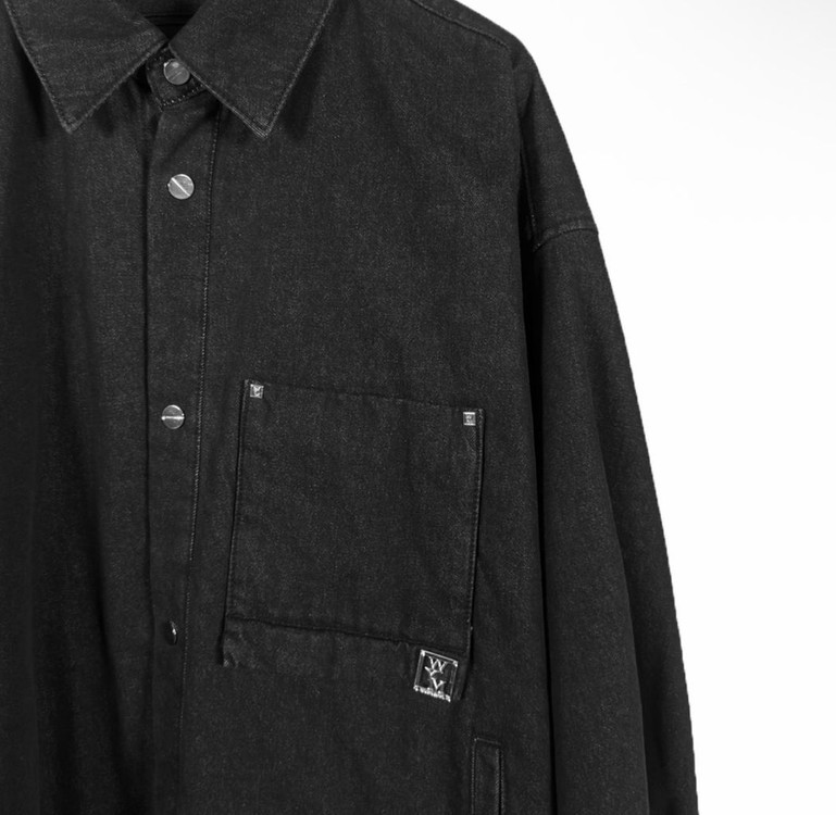 [48] 우영미 남성 패디드 오버사이즈 포켓 데님 셔츠 자켓 블랙 이미지