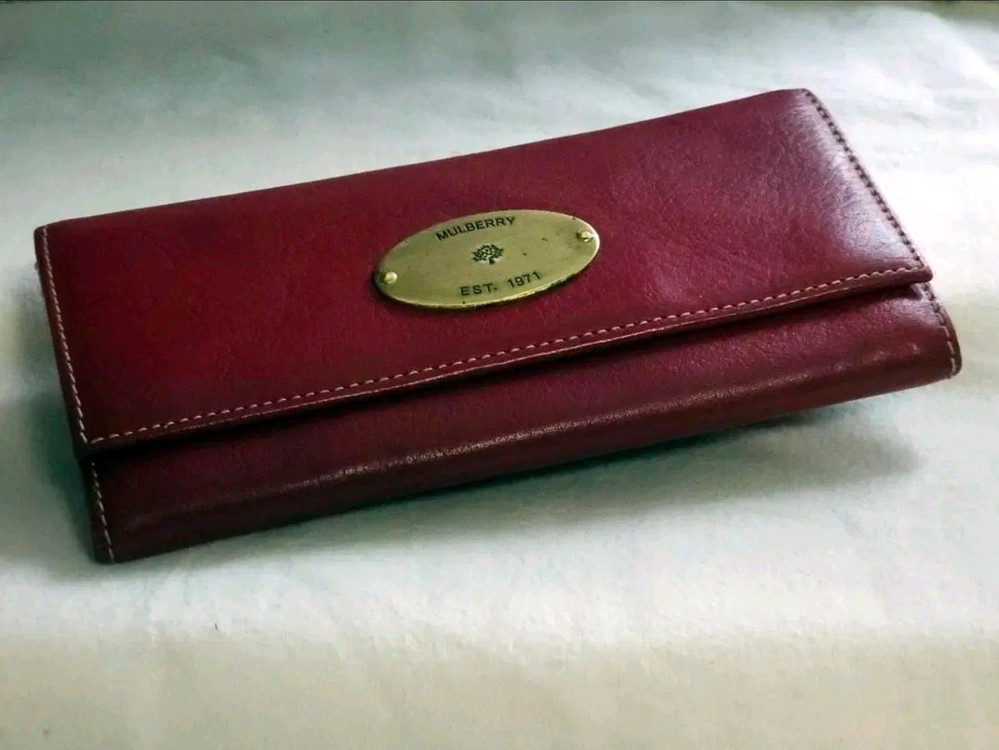 MULBERRY 멀버리 버건디 여성용 가죽 장지갑 이미지