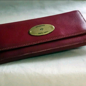 MULBERRY 멀버리 버건디 여성용 가죽 장지갑 이미지