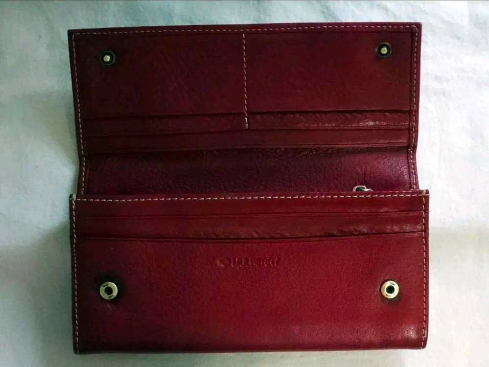 MULBERRY 멀버리 버건디 여성용 가죽 장지갑 이미지