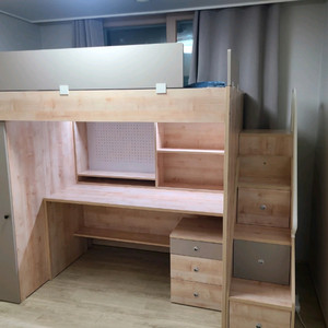 키즈 벙커침대 책상 수납장 세트 이미지
