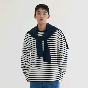 [새상품/M] 커버낫 스트라이프 롱슬리브 다크네이비 (택 포함) 이미지