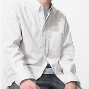유니클로 엑스트라파인브로드코튼 스트라이프 화이트셔츠 새상품 팝니다. 이미지