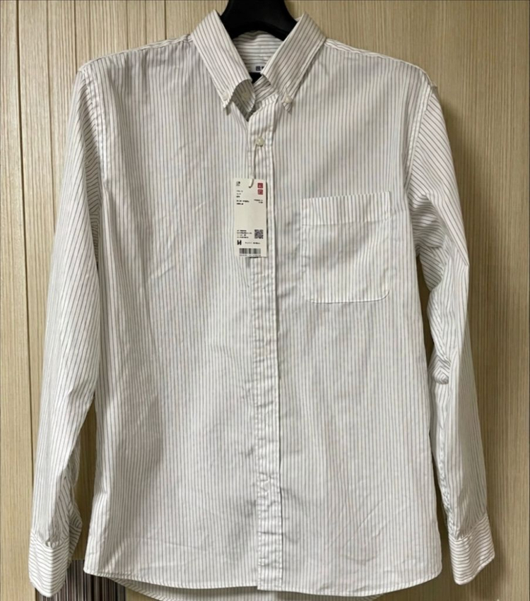 유니클로 엑스트라파인브로드코튼 스트라이프 화이트셔츠 새상품 팝니다. 이미지