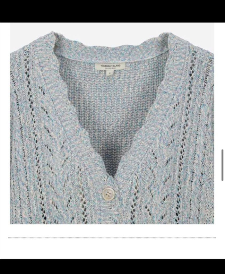써스데이아일랜드 테입사 케이블 니트 가디건 (T252MCD134W) 이미지