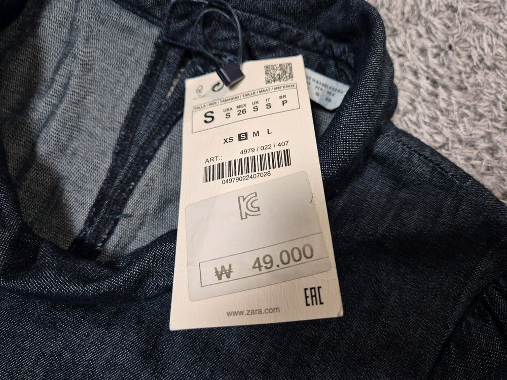 [새상품]자라 ZARA 데님 반팔 미니 원피스 S 이미지