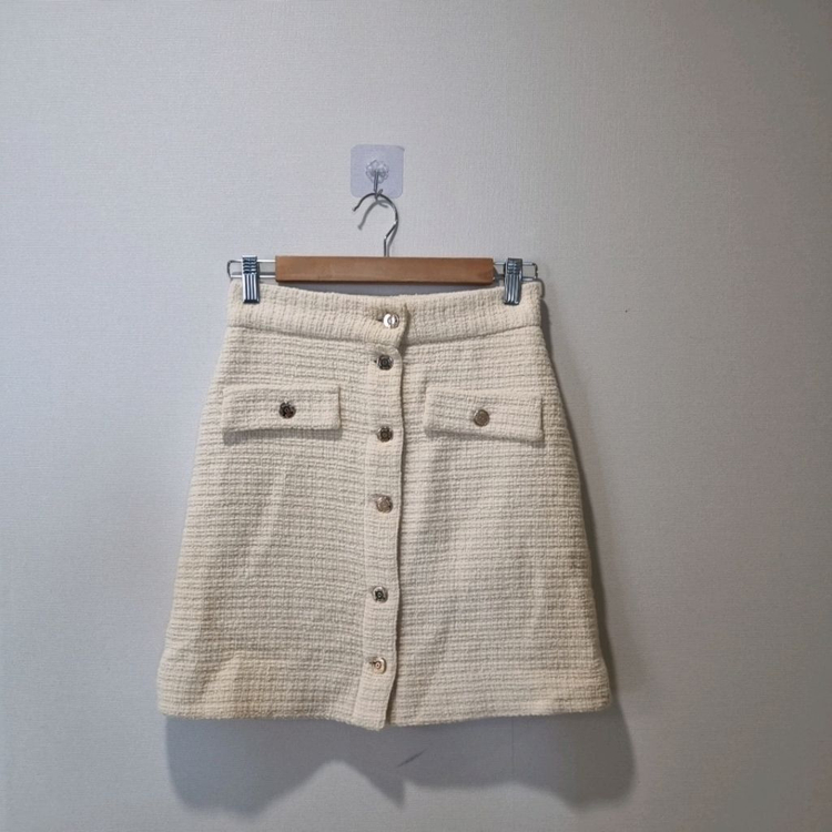 마쥬 maje 트위드 스커트 36 (아이보리 / 금장버튼) 이미지