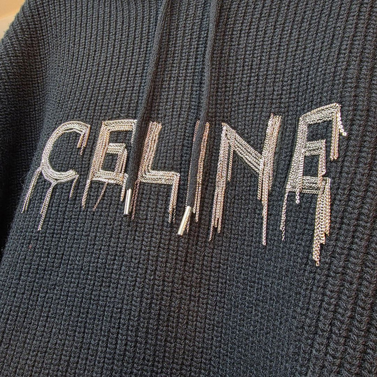 {클로젯}[XL]셀린느 체인로고 리브드 니트 후드티 이미지