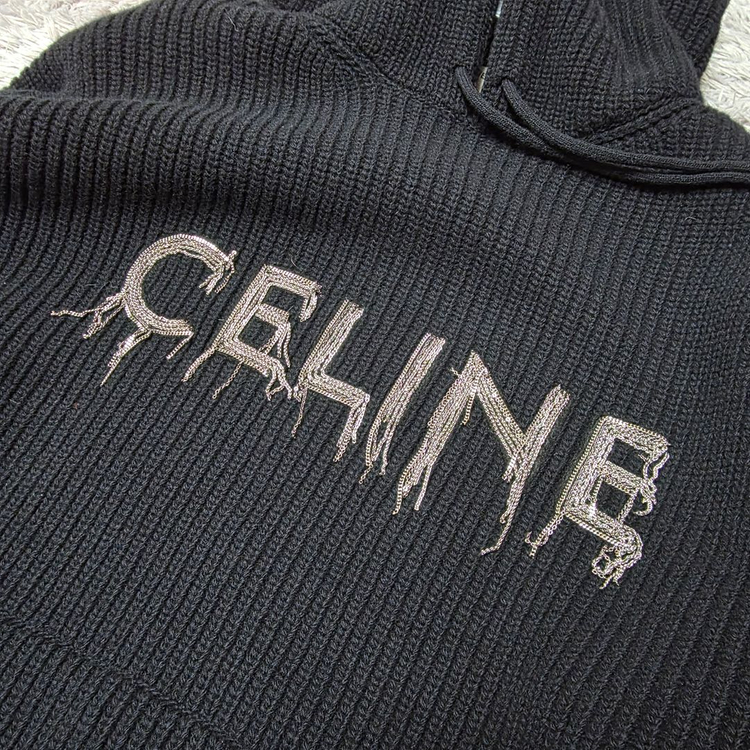 {클로젯}[XL]셀린느 체인로고 리브드 니트 후드티 이미지