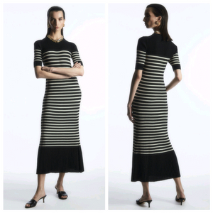 코스cos 스트라이프 골지니트 반팔롱원피스 이미지