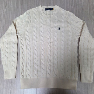 폴로 케이블 니트 S 사이즈 아이보리 꽈배기 니트 이미지