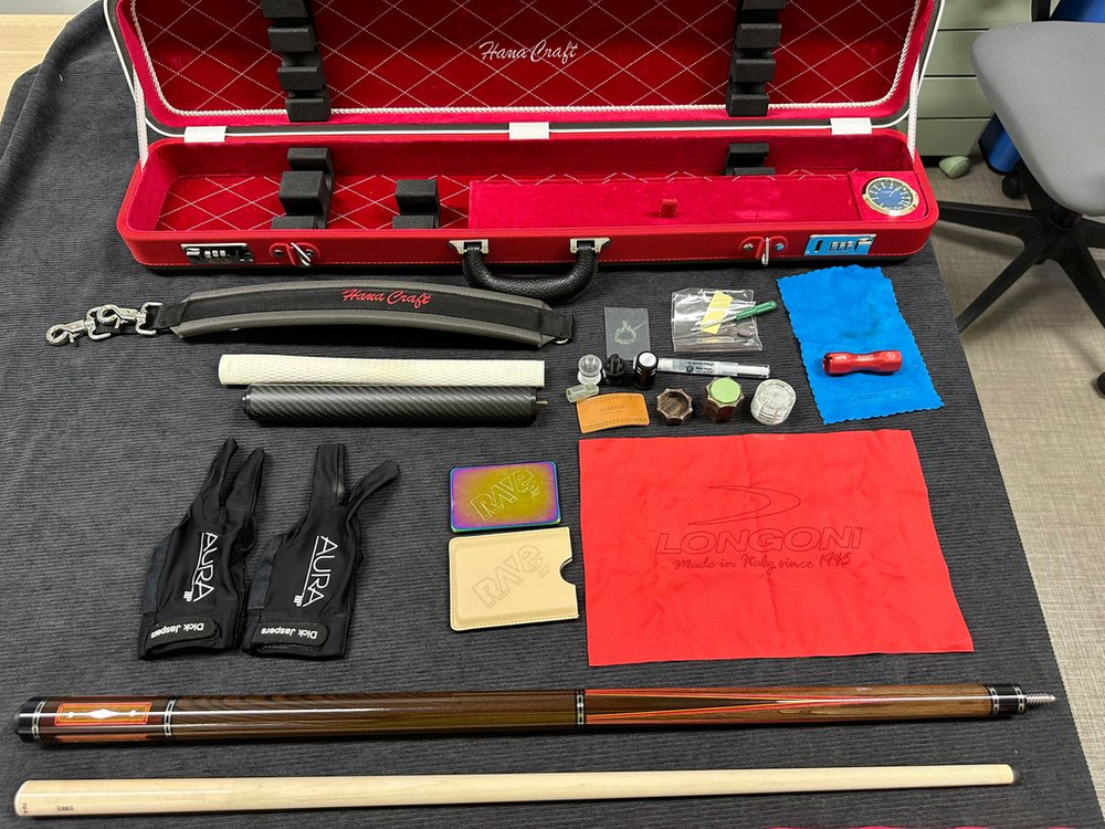 미츠이가와 죠몬 홍목 4검 하기 당구 큐 이미지