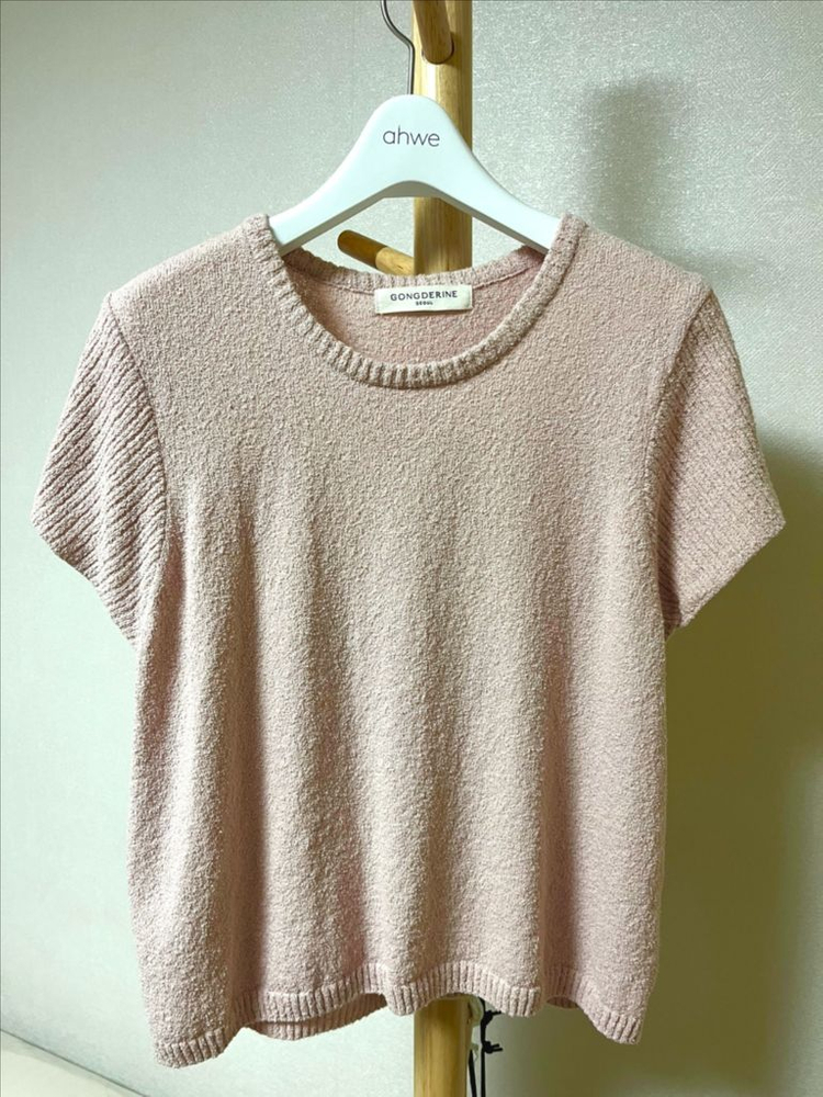 공드린 코튼 니트(핑크 베이지) 이미지