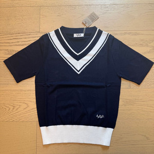 아페쎄골프 여성 니트 반팔티 그레이,네이비 이미지