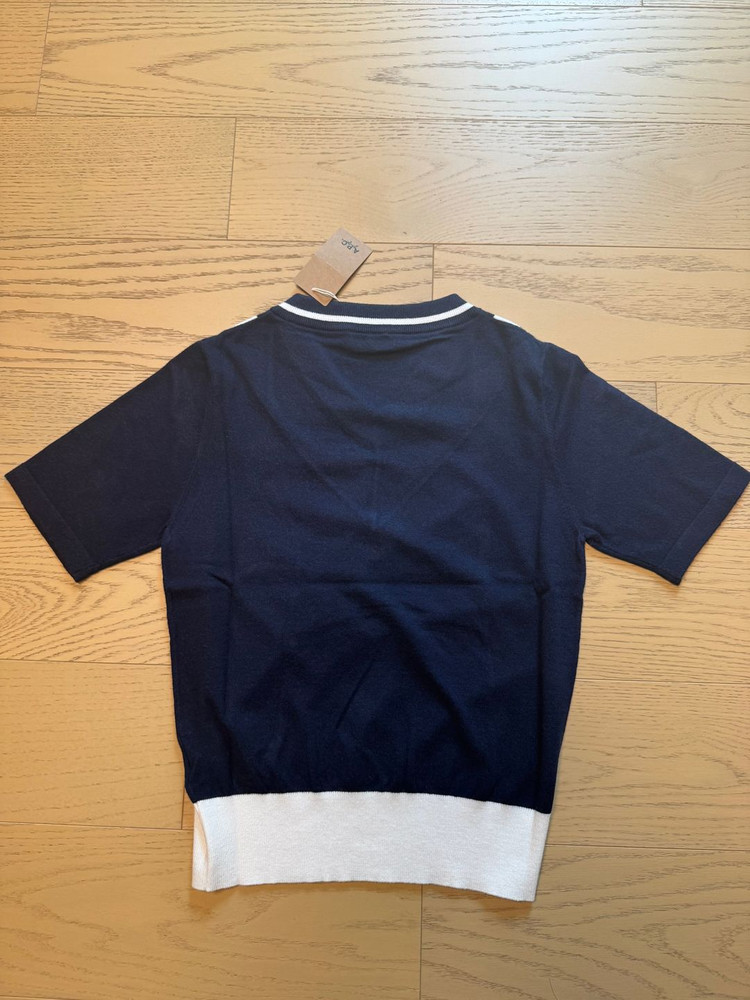 아페쎄골프 여성 니트 반팔티 그레이,네이비 이미지