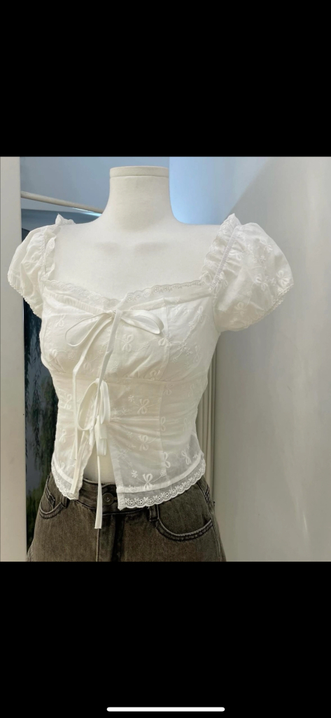 새상품 화이트 리본 블라우스 오프숄더도 가능!! 3.9>2.5 이미지