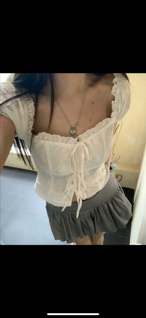 새상품 화이트 리본 블라우스 오프숄더도 가능!! 3.9>2.5 이미지