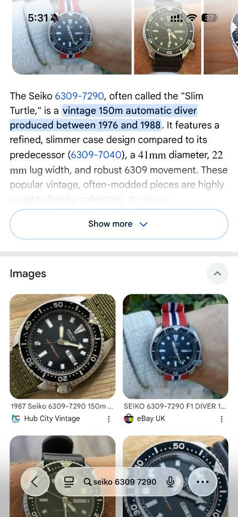 세이코 빈티지 슬림 터틀 시계 판매 (seiko 6309 7290) 이미지