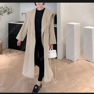 미미씨엘 핸드메이드 울 후드 롱 코트 이미지