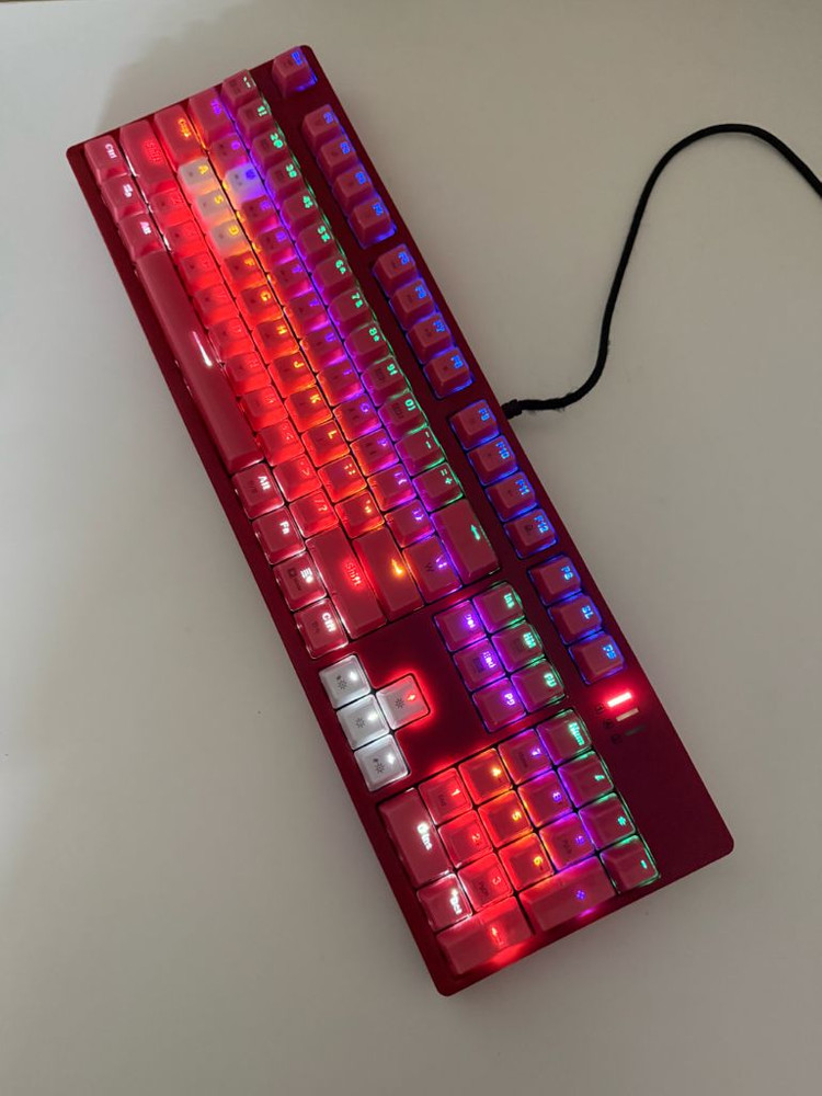 앱코해커 K8700 체리컬러 크리스탈 게이밍 광축 유선 기계식 키보드 마우스 헤드셋 스피커 이미지