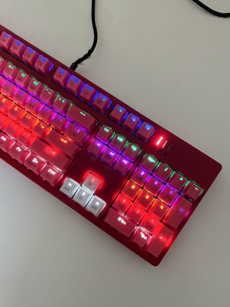 앱코해커 K8700 체리컬러 크리스탈 게이밍 광축 유선 기계식 키보드 마우스 헤드셋 스피커 이미지