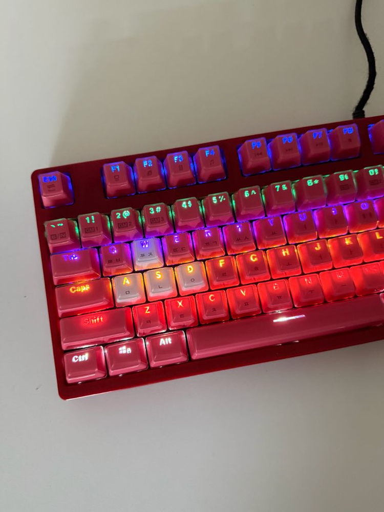 앱코해커 K8700 체리컬러 크리스탈 게이밍 광축 유선 기계식 키보드 마우스 헤드셋 스피커 이미지