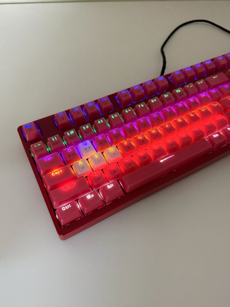 앱코해커 K8700 체리컬러 크리스탈 게이밍 광축 유선 기계식 키보드 마우스 헤드셋 스피커 이미지