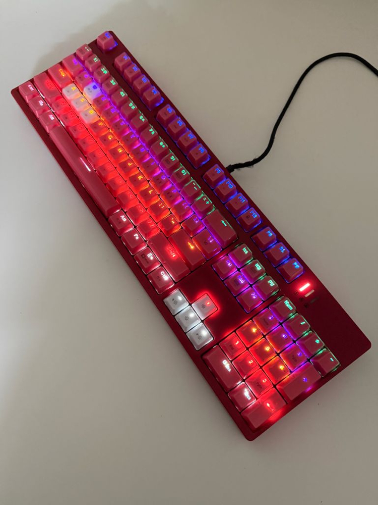 앱코해커 K8700 체리컬러 크리스탈 게이밍 광축 유선 기계식 키보드 마우스 헤드셋 스피커 이미지