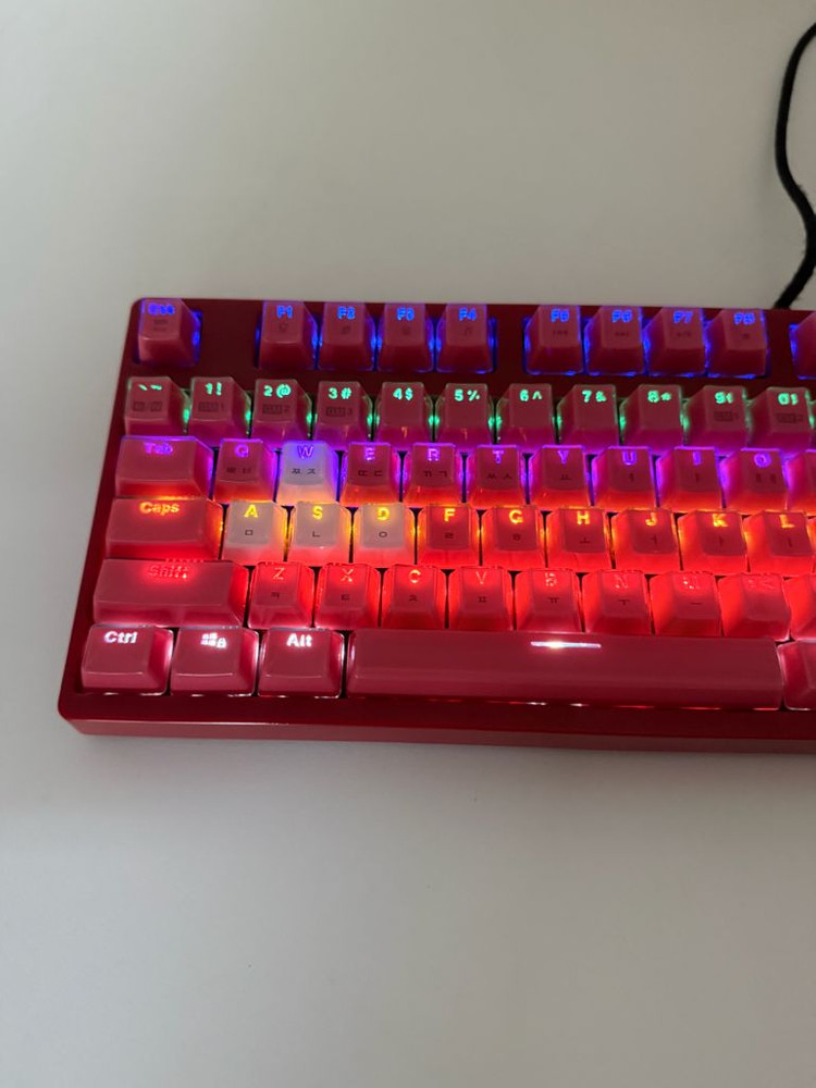 앱코해커 K8700 체리컬러 크리스탈 게이밍 광축 유선 기계식 키보드 마우스 헤드셋 스피커 이미지