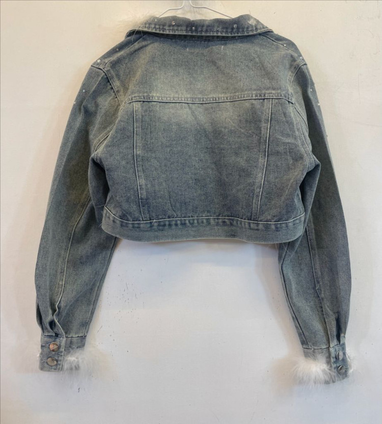 희귀템 플라워 큐빅 데님자켓 청자켓 숏자켓 크롭자켓 이미지
