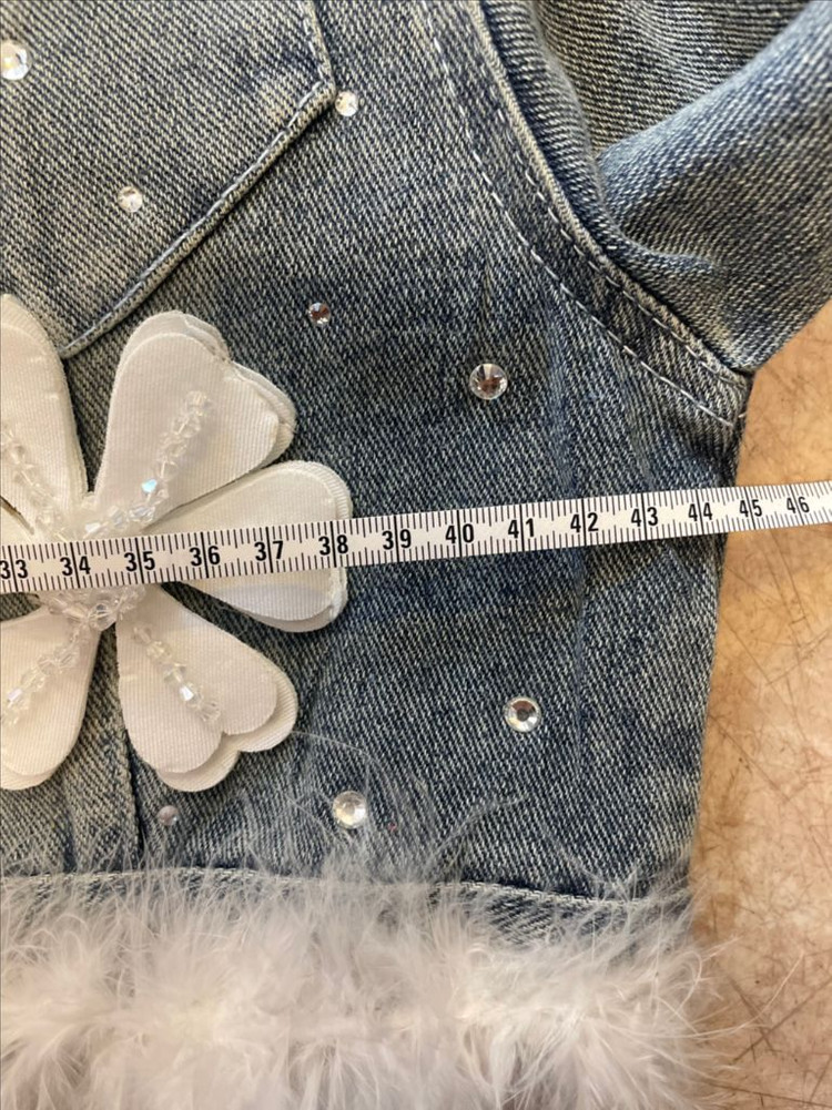 희귀템 플라워 큐빅 데님자켓 청자켓 숏자켓 크롭자켓 이미지